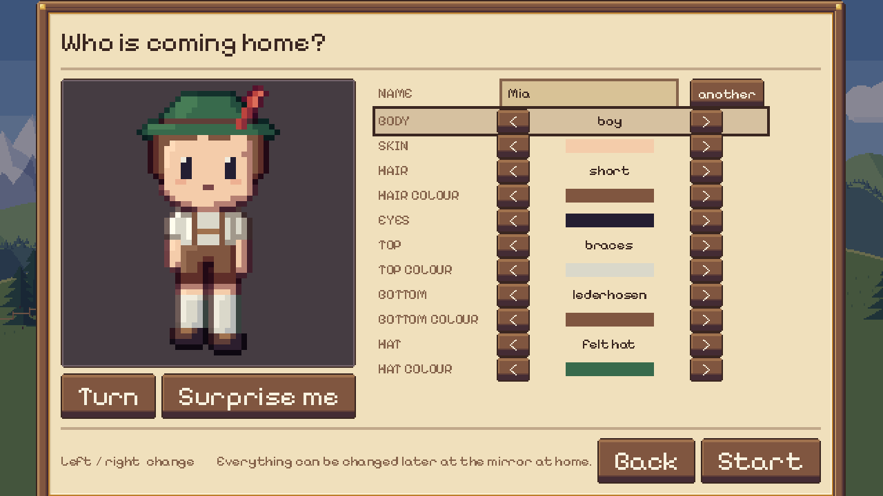 The character creator